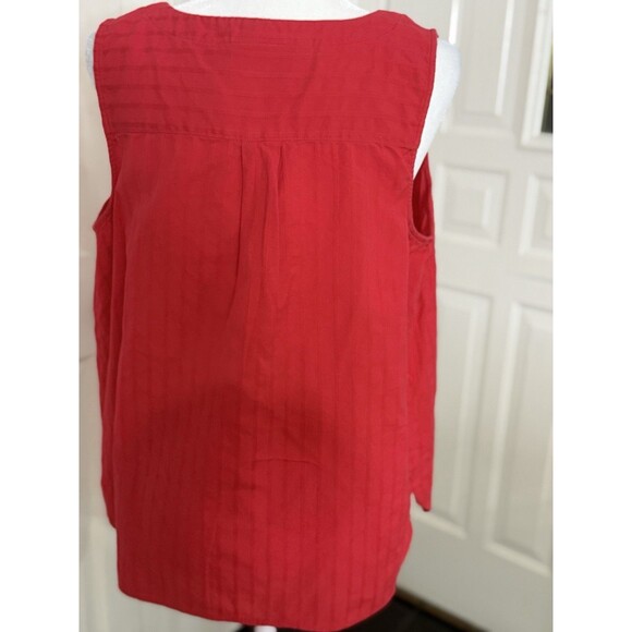 J Jill Red Single-Button Sleeveless Popover Tank Top 100% Cotton - Size L Petite - Picture 3 of 6